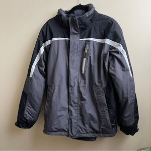 L.L. Bean Mens Parka Coat Zip Pockets Gray with hood Size Large